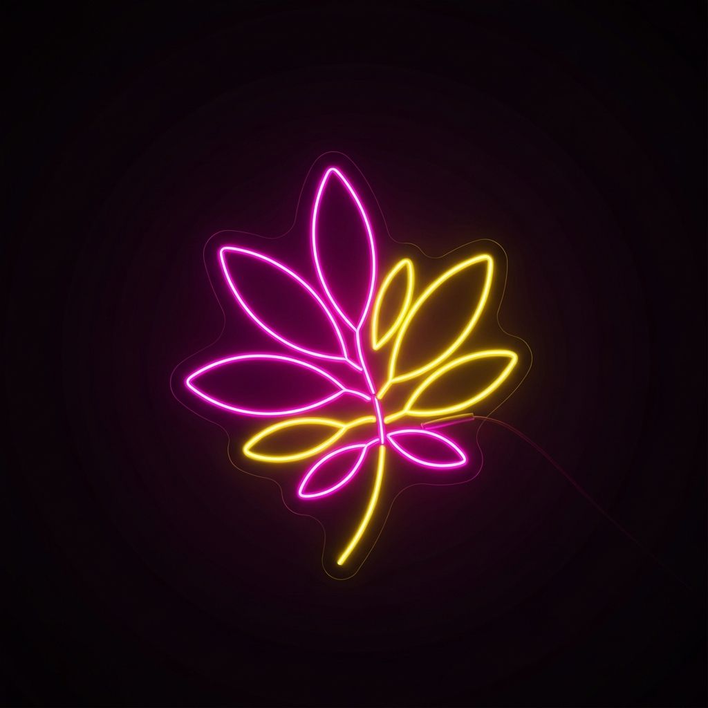 Glowing neon sign formed from continuous vector line art